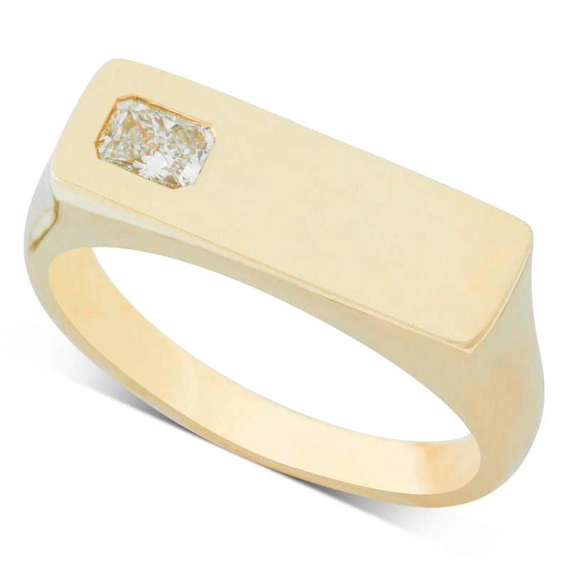14ct Yellow Gold Diamond Signet Ring-Ring-Walker & Hall
