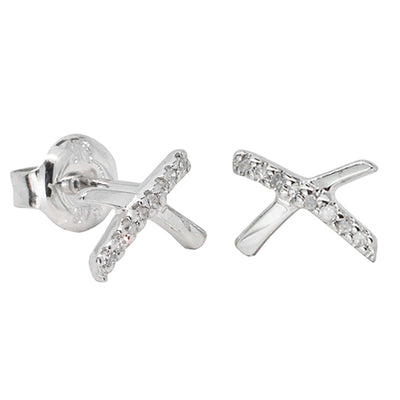 9ct White Gold Diamond Kiss Earrings-Earrings-Walker & Hall