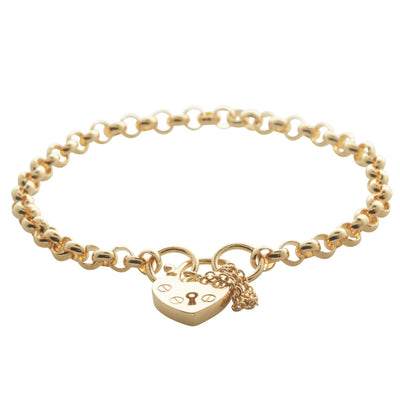 9ct Yellow Gold Flat Heart Bracelet-Bracelet-Walker & Hall