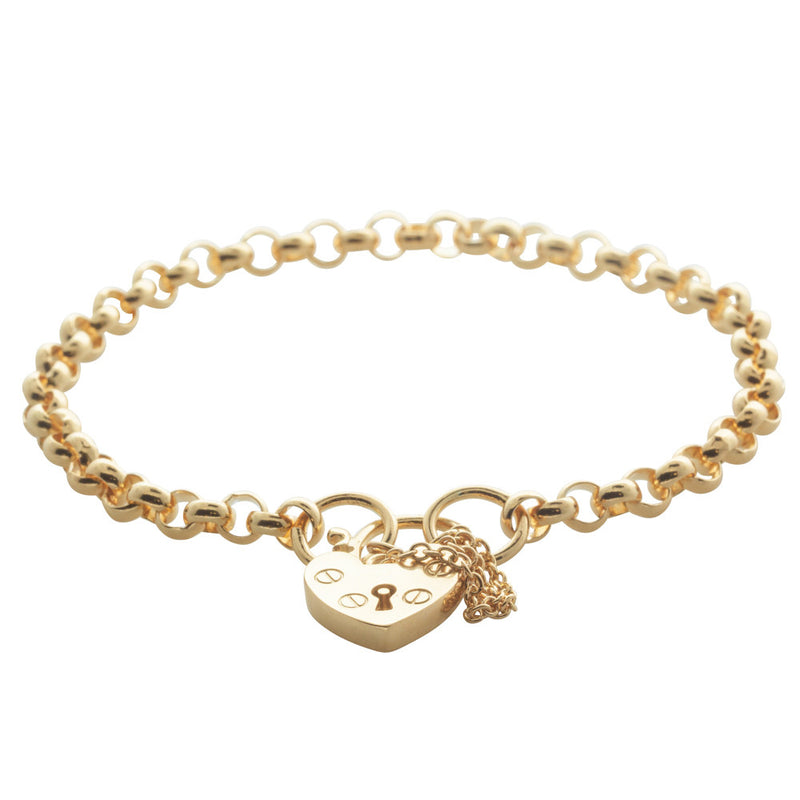 9ct Yellow Gold Flat Heart Bracelet-Bracelet-Walker & Hall