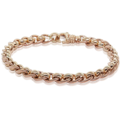 9ct Rose Gold Rollercurb Bracelet-Bracelet-Walker & Hall