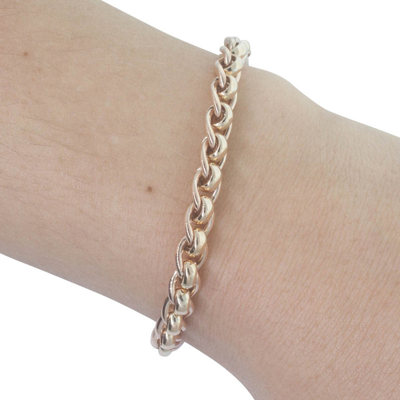 9ct Rose Gold Rollercurb Bracelet-Bracelet-Walker & Hall