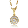 18ct Yellow Gold Diamond Halo Pendant-Necklace-Walker & Hall