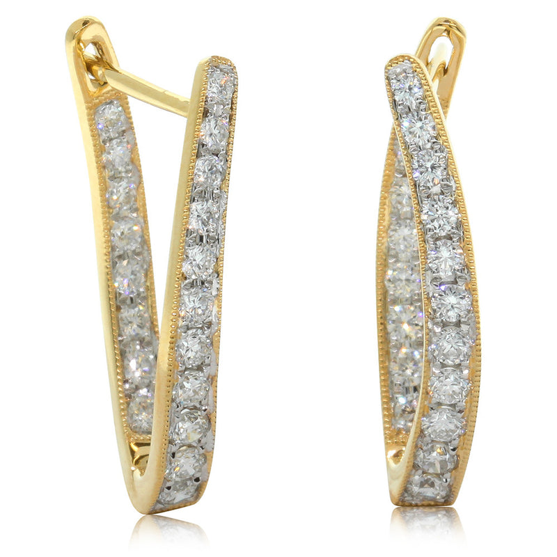 18ct Yellow Gold Diamond Hoop Earrings-Earrings-Walker & Hall