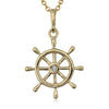 9ct Yellow Gold Diamond Ship Wheel Pendant-Necklace-Walker & Hall