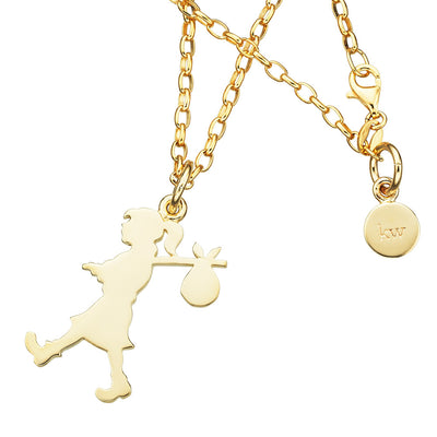 Karen Walker Large Runaway Girl Necklace - 9ct Yellow Gold-Necklace-Walker & Hall