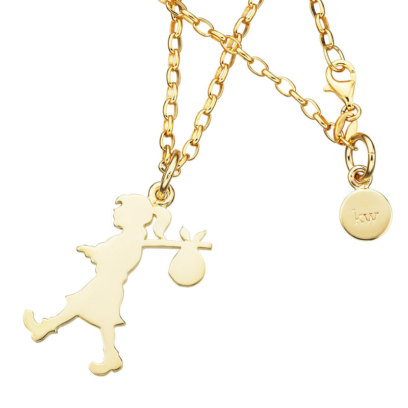 Karen Walker Large Runaway Girl Necklace - 9ct Yellow Gold-Necklace-Walker & Hall
