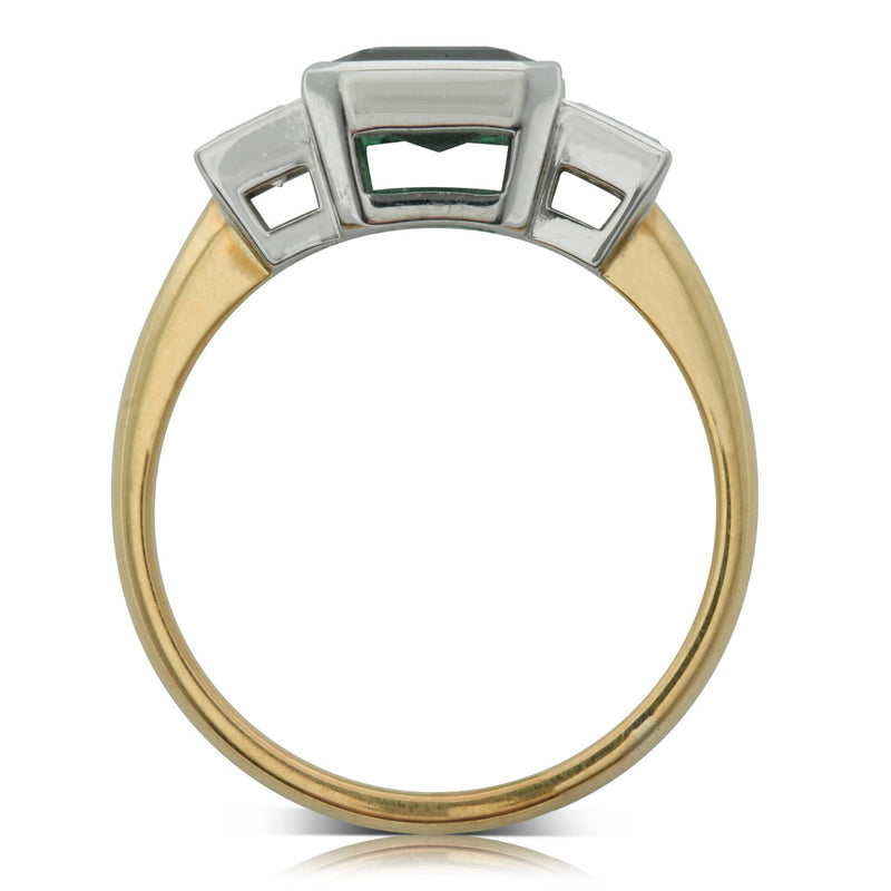 18ct Yellow And 18ct White Gold Emerald And Diamond Ring-Ring-Walker & Hall