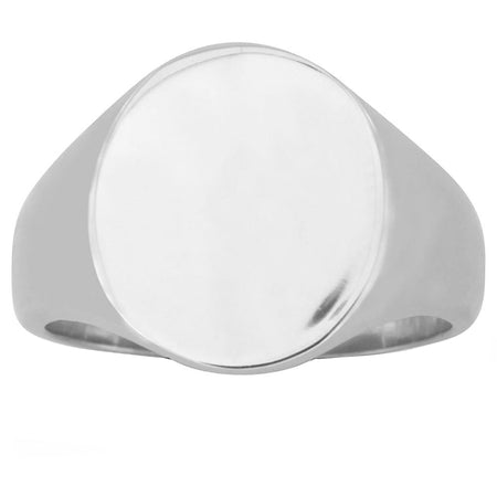 Sterling Silver Oval Signet Ring-Ring-Walker & Hall