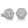 18ct White Gold Diamond Halo Earrings-Earrings-Walker & Hall