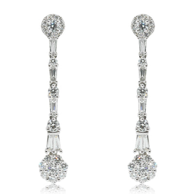 18ct White Gold Diamond Drop Earrings-Earrings-Walker & Hall