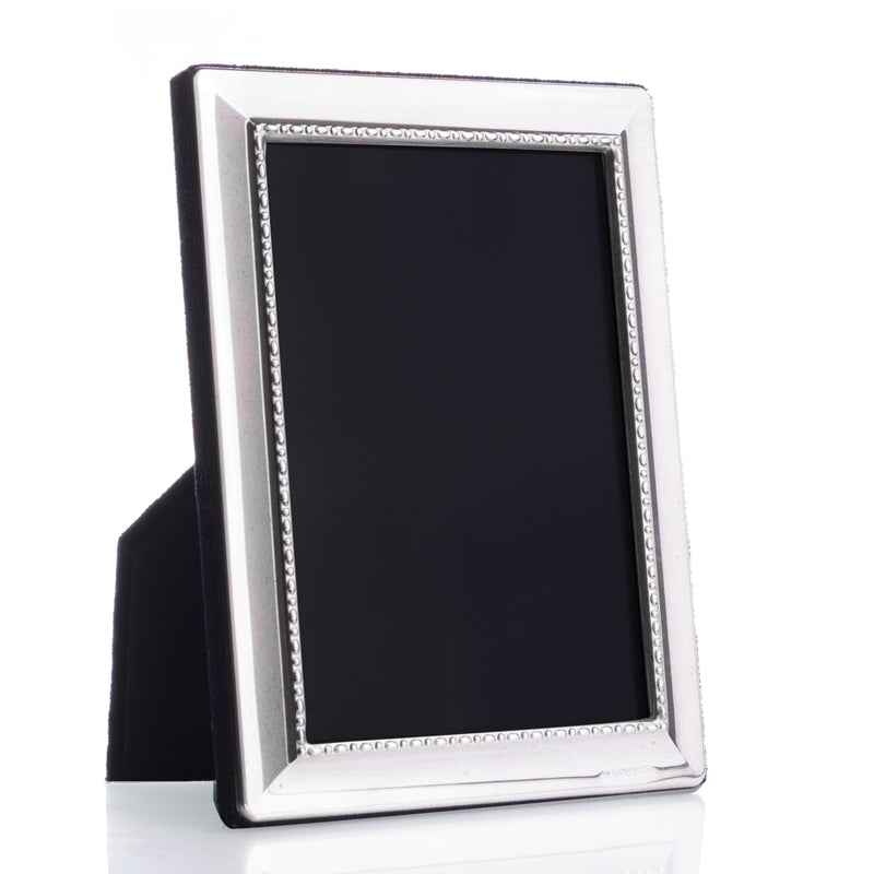 Sterling Silver Heavy Beaded Photo Frame-Silverware-Walker & Hall