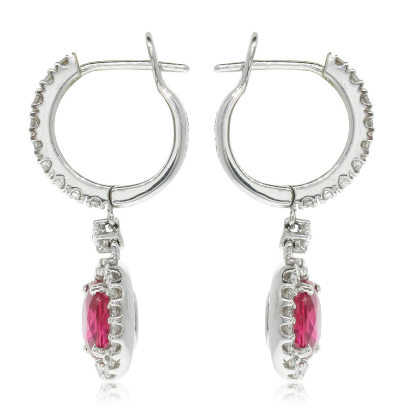 18ct White Gold Ruby & Diamond Earrings-Earrings-Walker & Hall
