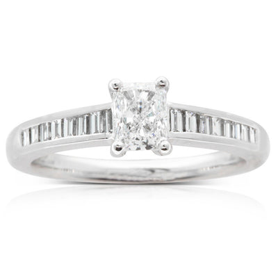Platinum Radiant Cut Diamond Ring-Ring-Walker & Hall