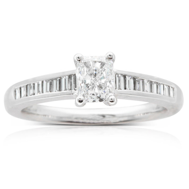 Platinum Radiant Cut Diamond Ring-Ring-Walker & Hall