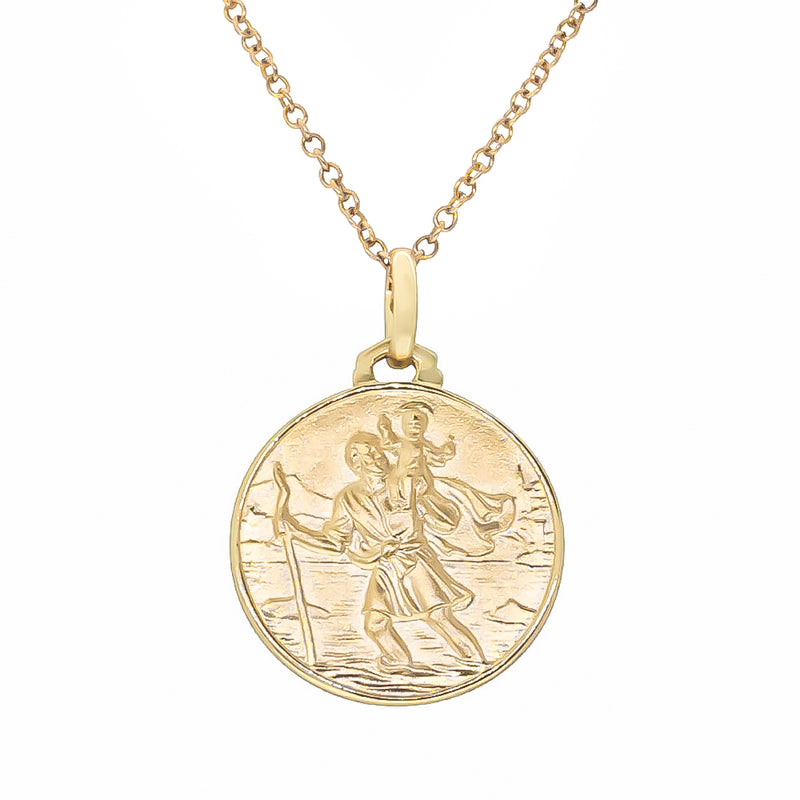 9ct Yellow Gold Saint Christopher Pendant-Necklace-Walker & Hall