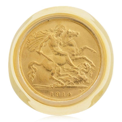 9ct Yellow Gold Ring with Half Sovereign-Ring-Walker & Hall