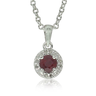 9ct White Gold Ruby & Diamond Pendant-Necklace-Walker & Hall