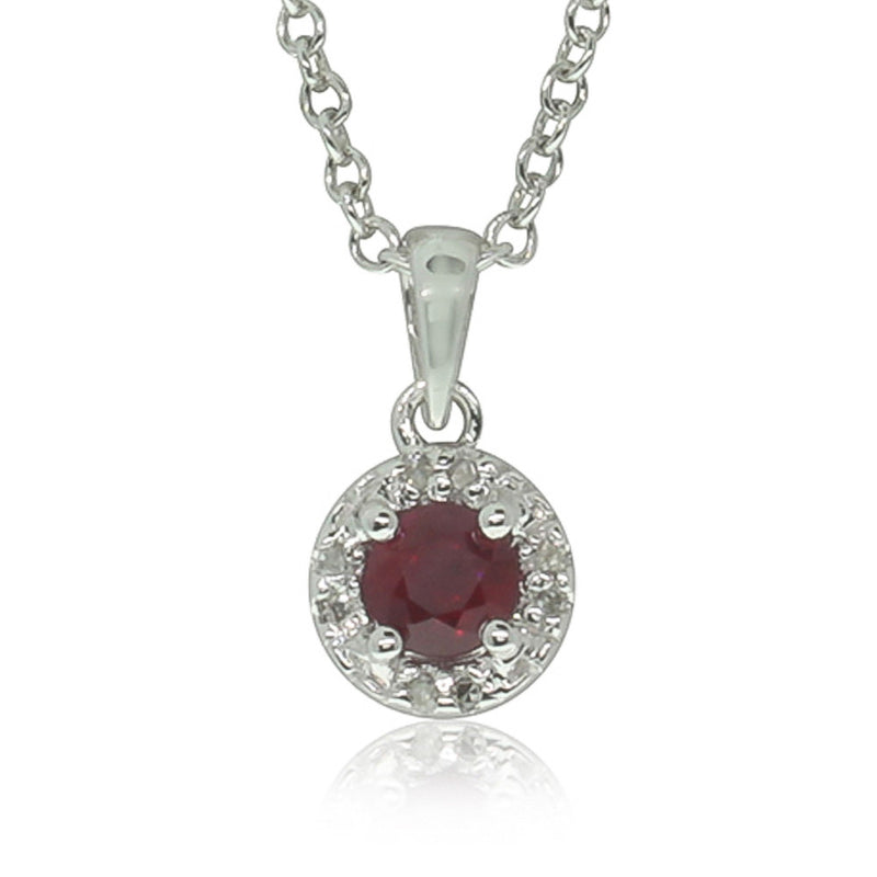 9ct White Gold Ruby & Diamond Pendant-Necklace-Walker & Hall