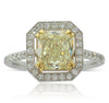18ct White Gold Yellow Diamond Halo Ring-Ring-Walker & Hall