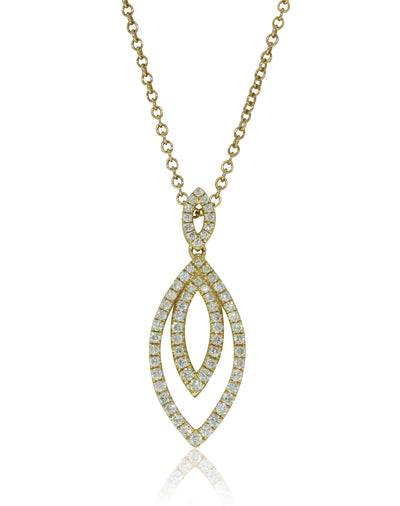 18ct Yellow Gold Diamond Drop Pendant-Necklace-Walker & Hall