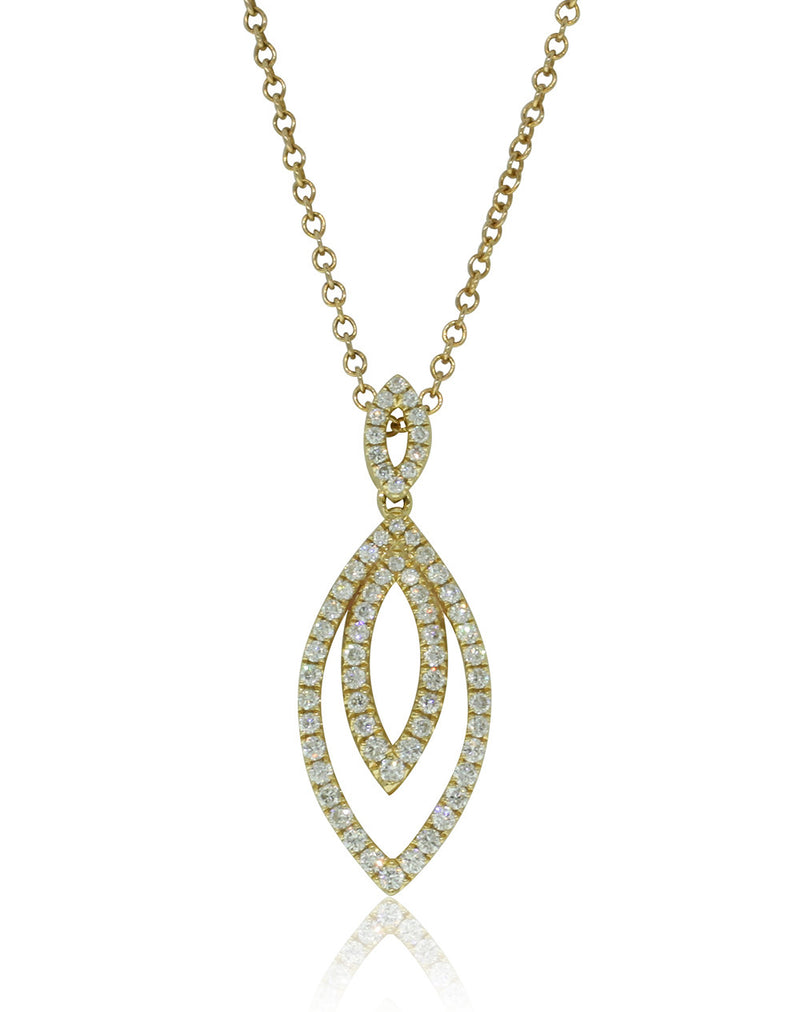 18ct Yellow Gold Diamond Drop Pendant-Necklace-Walker & Hall
