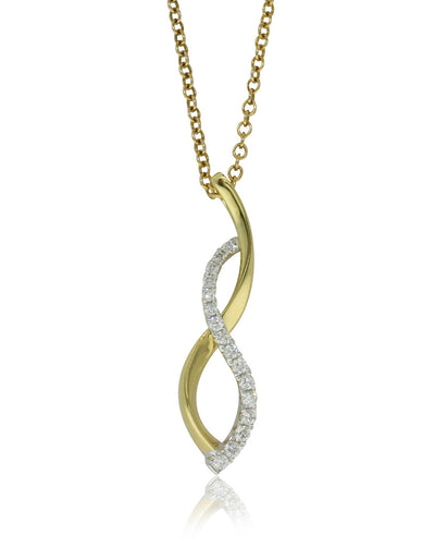 18ct Yellow & White Gold Diamond Pendant-Necklace-Walker & Hall