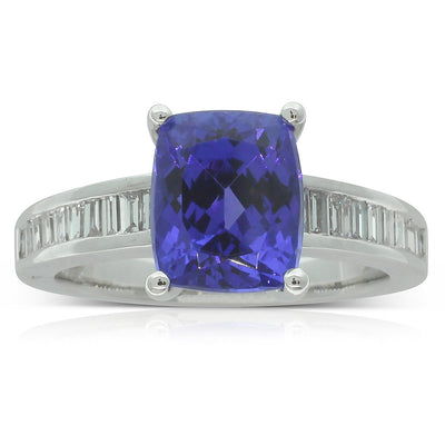 18ct White Gold Tanzanite & Diamond Ring-Ring-Walker & Hall