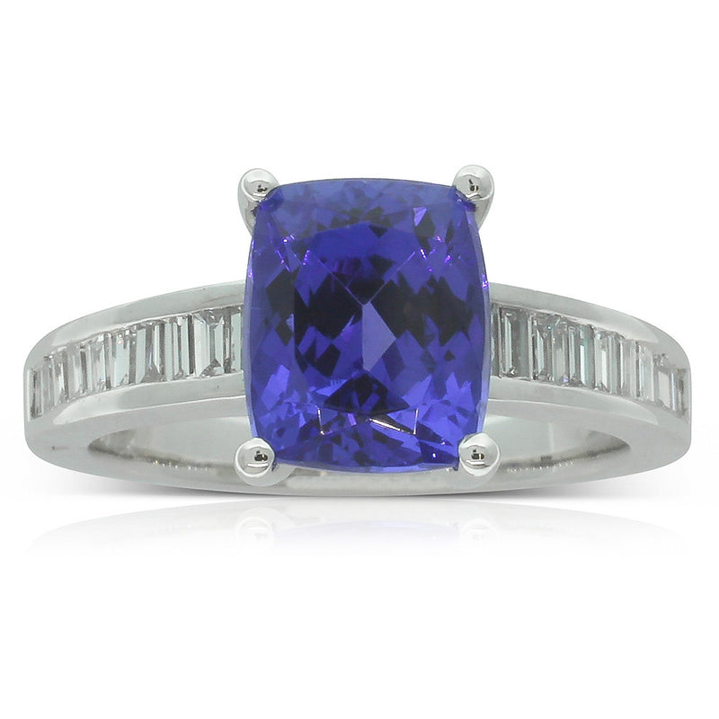18ct White Gold Tanzanite & Diamond Ring-Ring-Walker & Hall