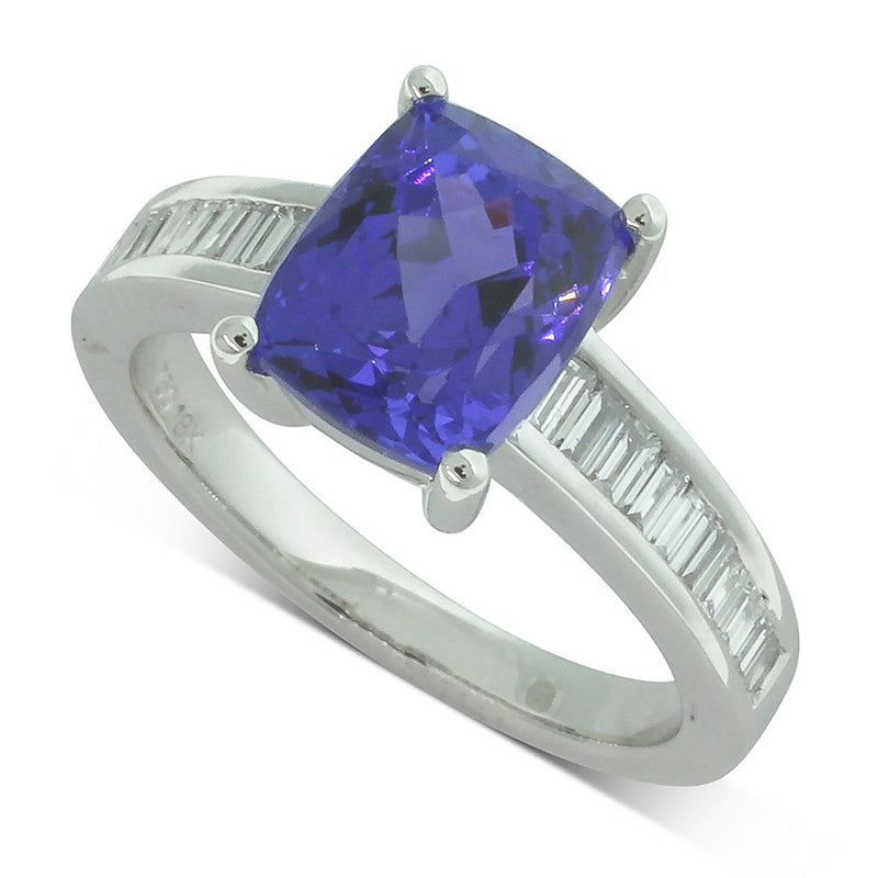18ct White Gold Tanzanite & Diamond Ring-Ring-Walker & Hall