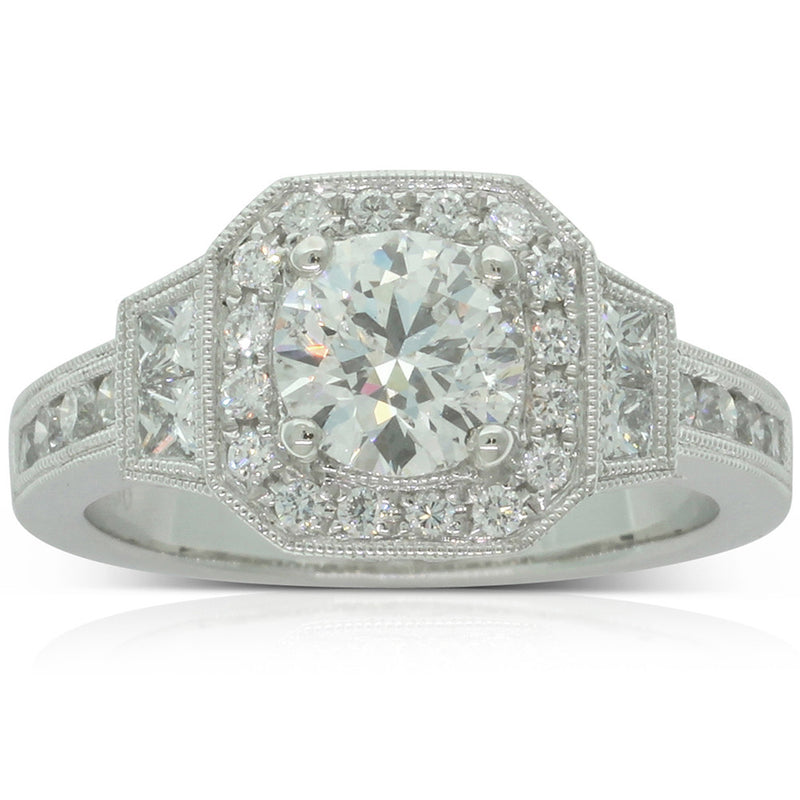 Platinum Diamond Halo Ring-Ring-Walker & Hall