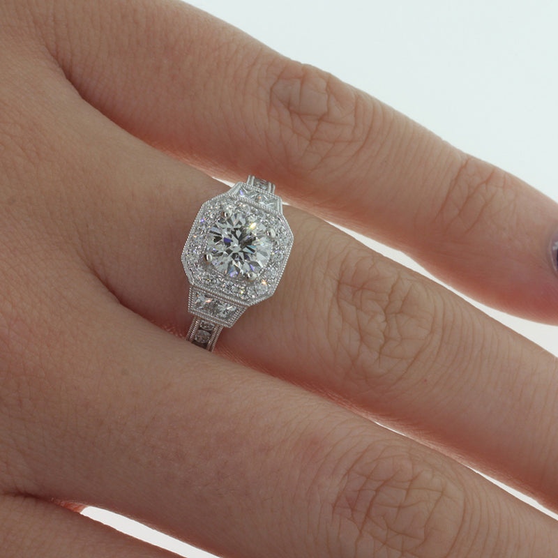 Platinum Diamond Halo Ring-Ring-Walker & Hall