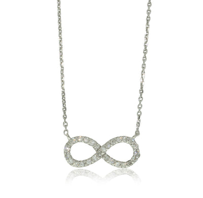 9ct White Gold Diamond Infinity Pendant-Necklace-Walker & Hall