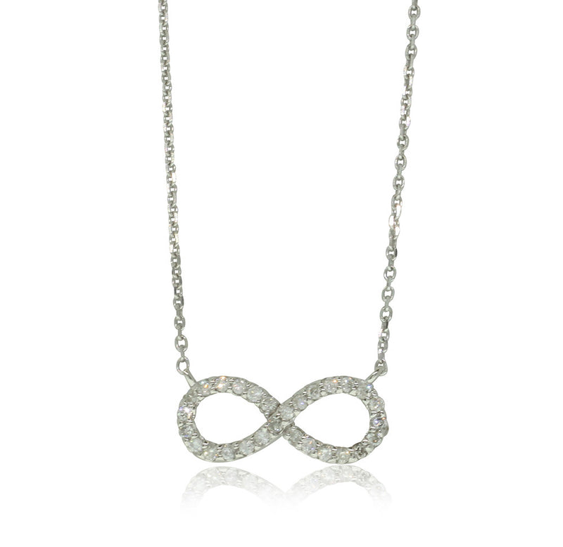 9ct White Gold Diamond Infinity Pendant-Necklace-Walker & Hall