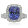 18ct White Gold Tanzanite & Diamond Halo Ring-Ring-Walker & Hall