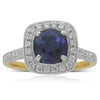 18ct Yellow & White Gold Sapphire & Diamond Halo Ring-Ring-Walker & Hall
