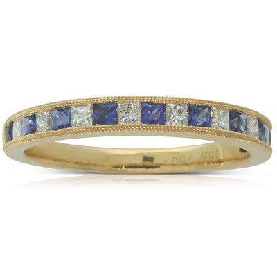 18ct Yellow Gold Sapphire And Diamond Band-Ring-Walker & Hall