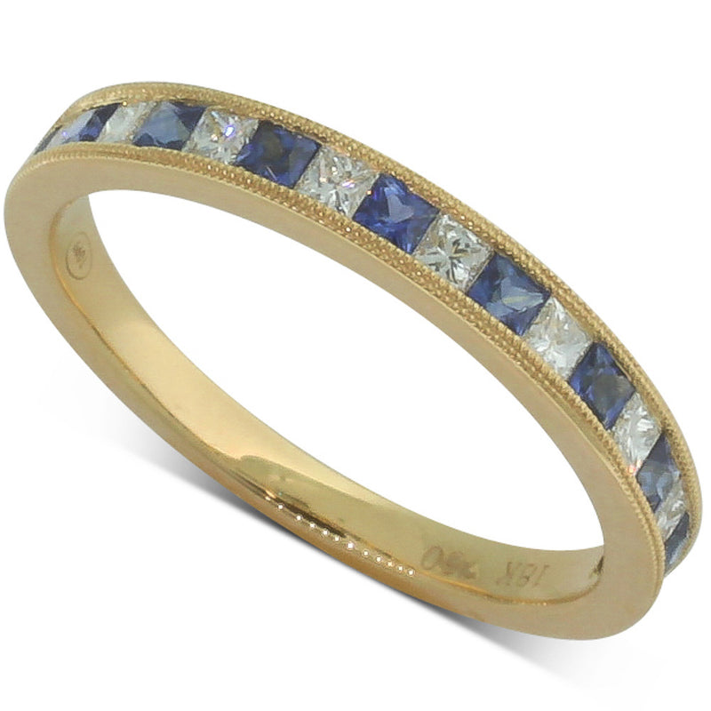 18ct Yellow Gold Sapphire And Diamond Band-Ring-Walker & Hall