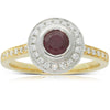 18ct Yellow And 18ct White Gold Ruby And Diamond Halo Ring-Ring-Walker & Hall