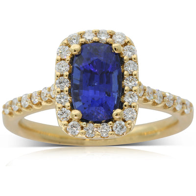 18ct Yellow Gold Sapphire & Diamond Ring-Ring-Walker & Hall