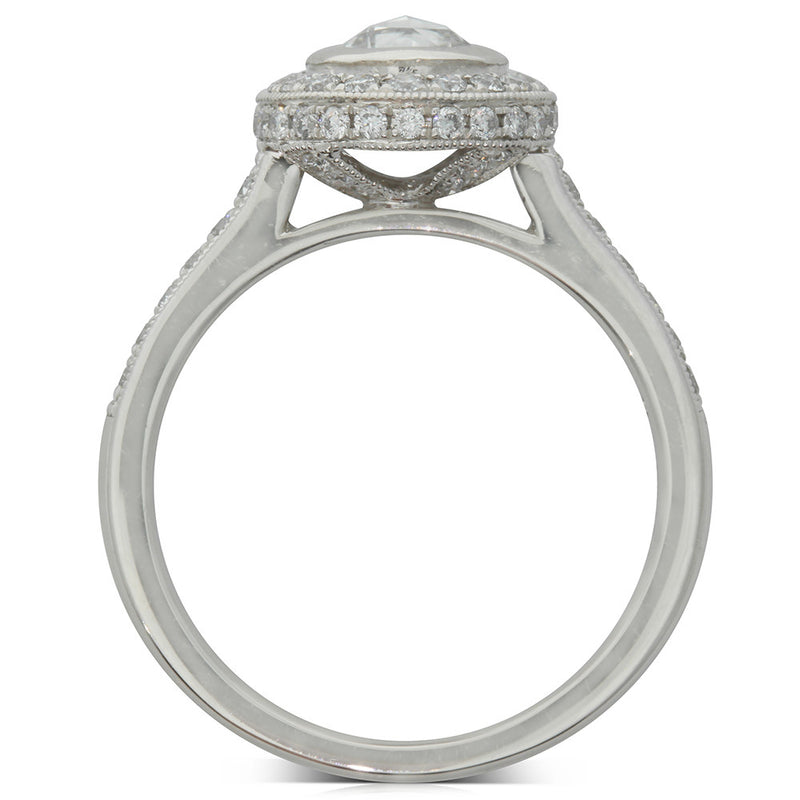 Platinum Rose Cut Diamond Halo Ring-Ring-Walker & Hall