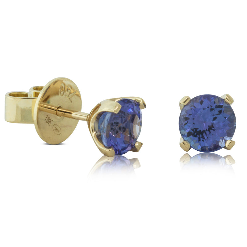 18ct Yellow Gold Tanzanite Blossom Earrings-Earrings-Walker & Hall