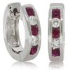 18ct White Gold Ruby & Diamond Huggie Earrings-Earrings-Walker & Hall
