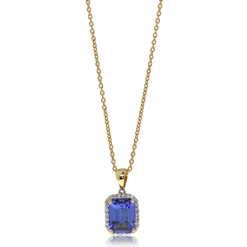 18ct Yellow & 18ct White Gold Tanzanite & Diamond Pendant-Necklace-Walker & Hall