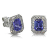 18ct White Gold Tanzanite & Diamond Studs-Earrings-Walker & Hall