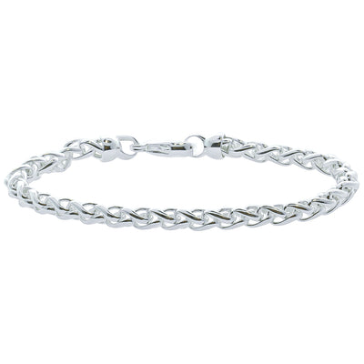 Sterling Silver Wheat Link Chain Bracelet-Bracelet-Walker & Hall