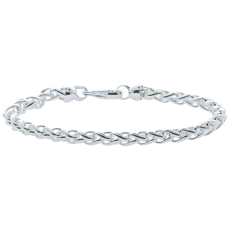 Sterling Silver Wheat Link Chain Bracelet-Bracelet-Walker & Hall