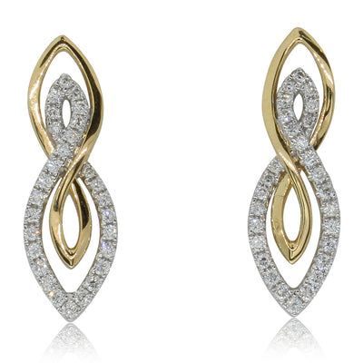 18ct Yellow & 18ct White Gold Diamond Earrings-Earrings-Walker & Hall