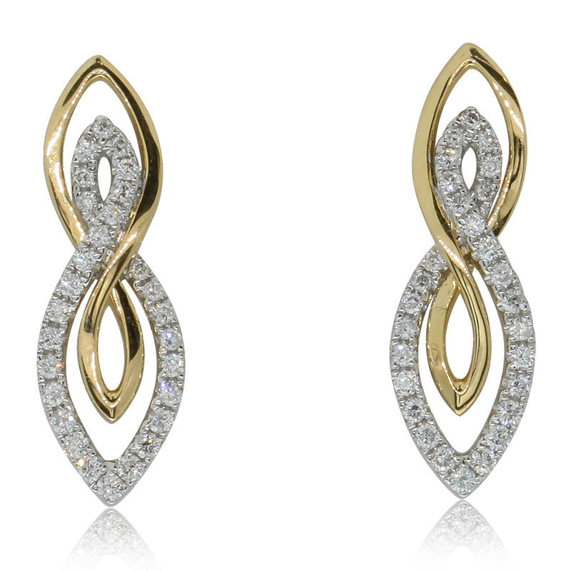 18ct Yellow & 18ct White Gold Diamond Earrings-Earrings-Walker & Hall
