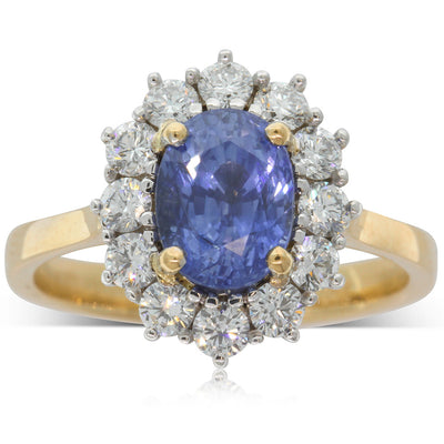 18ct Yellow & 18ct White Gold Sapphire & Diamond Ring-Ring-Walker & Hall
